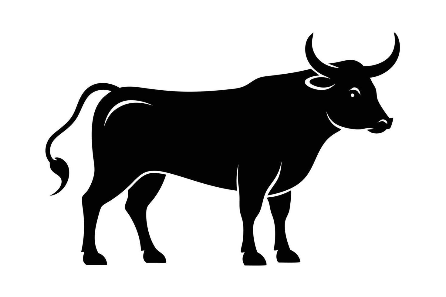Black Bull silhouette on white background vector