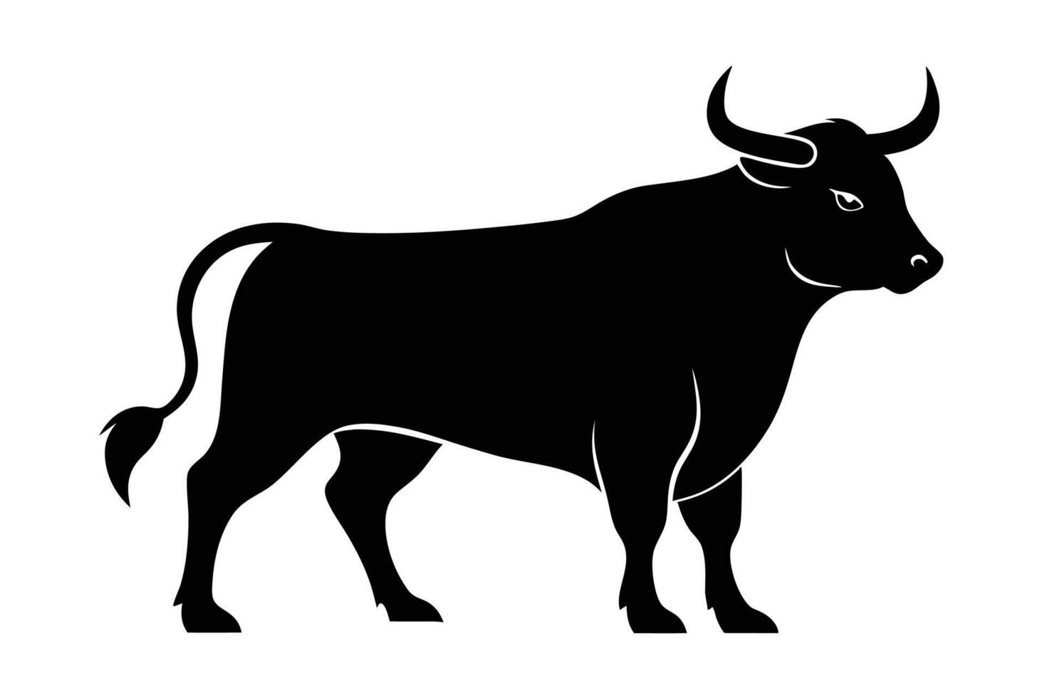 Black Bull silhouette on white background vector
