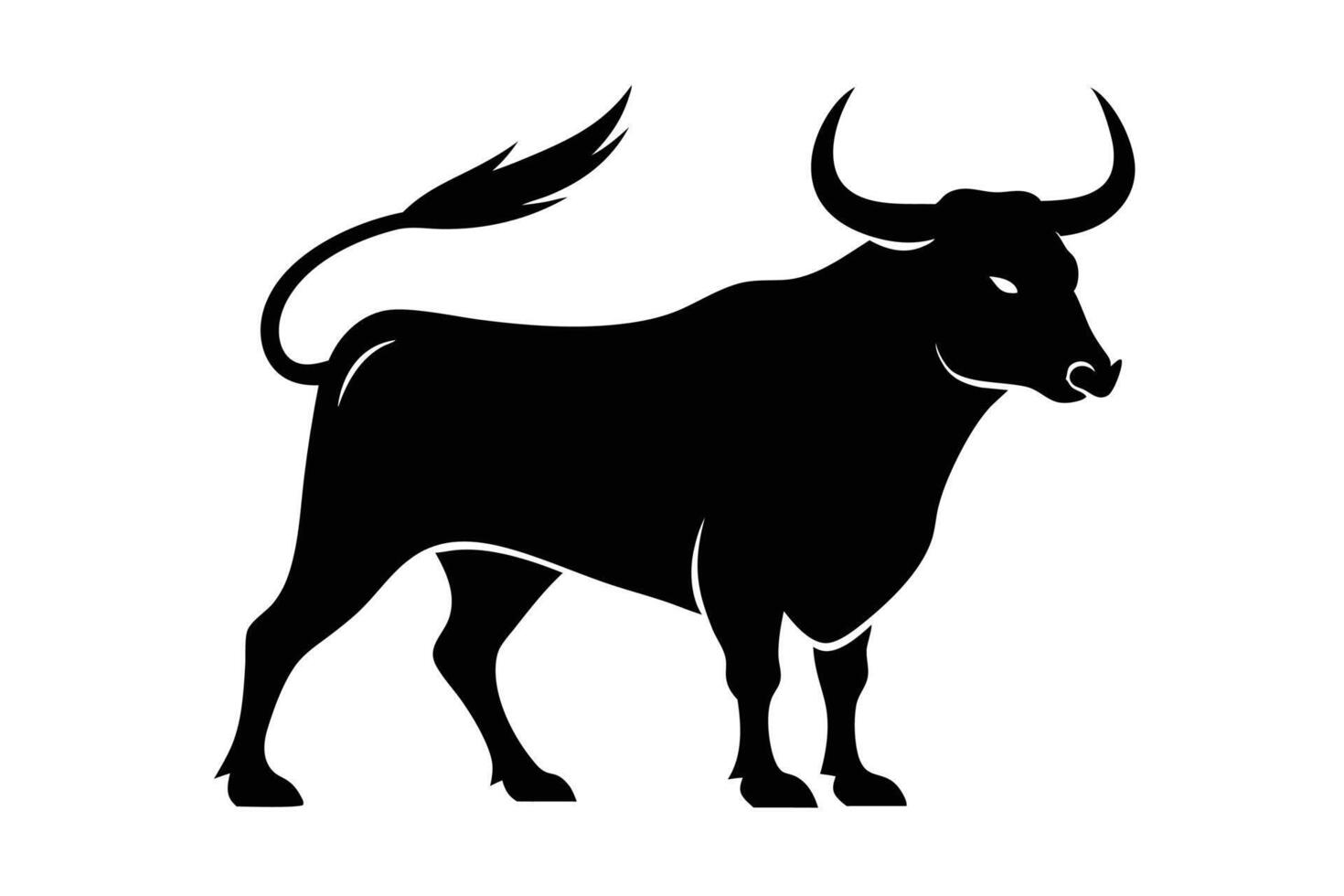 Black Bull silhouette on white background vector