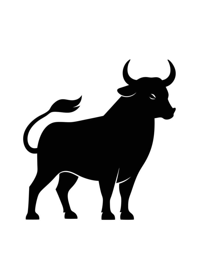 Black Bull silhouette on white background vector