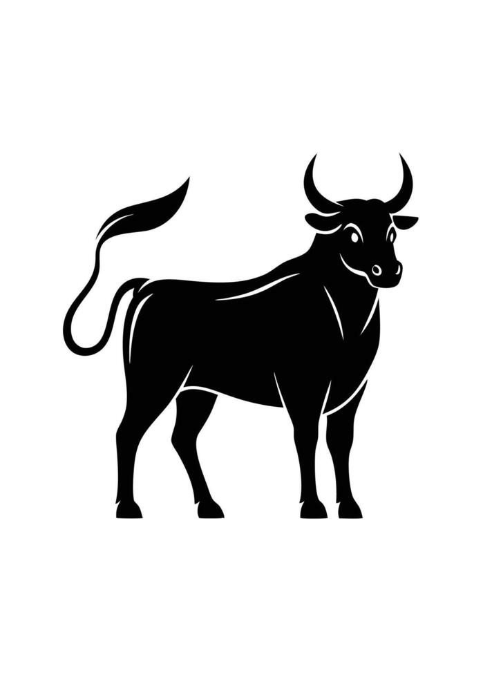 Black Bull silhouette on white background vector