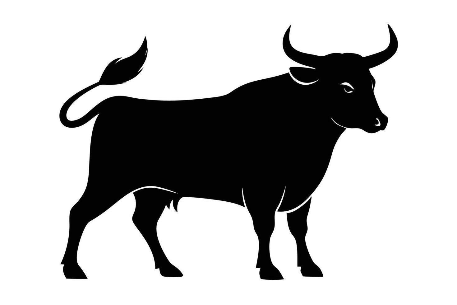 Black Bull silhouette on white background vector