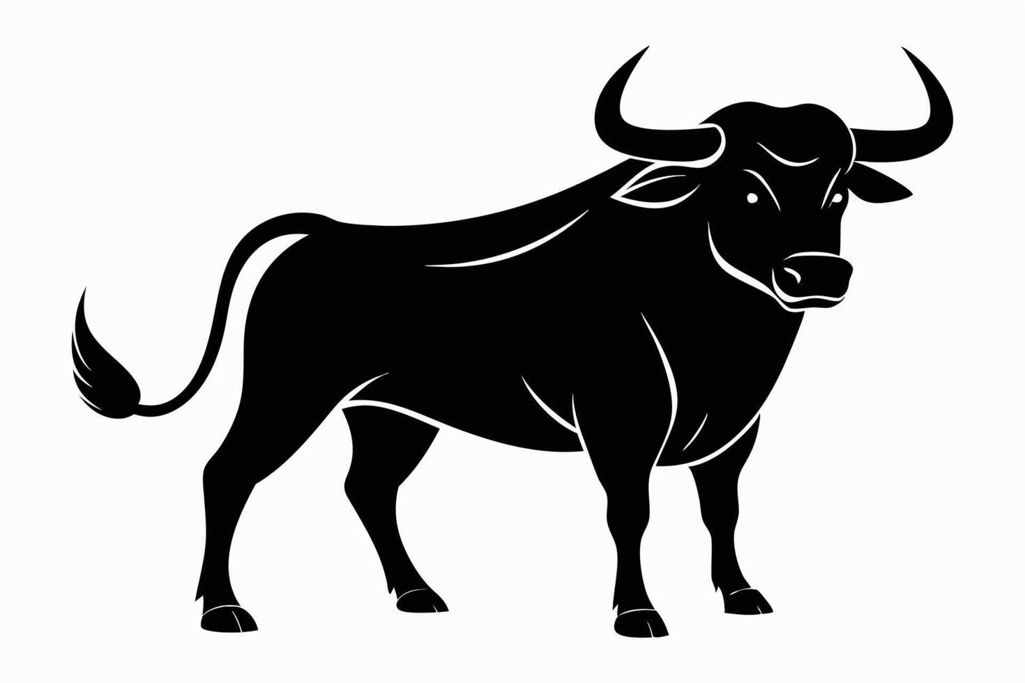 Black Bull silhouette on white background vector