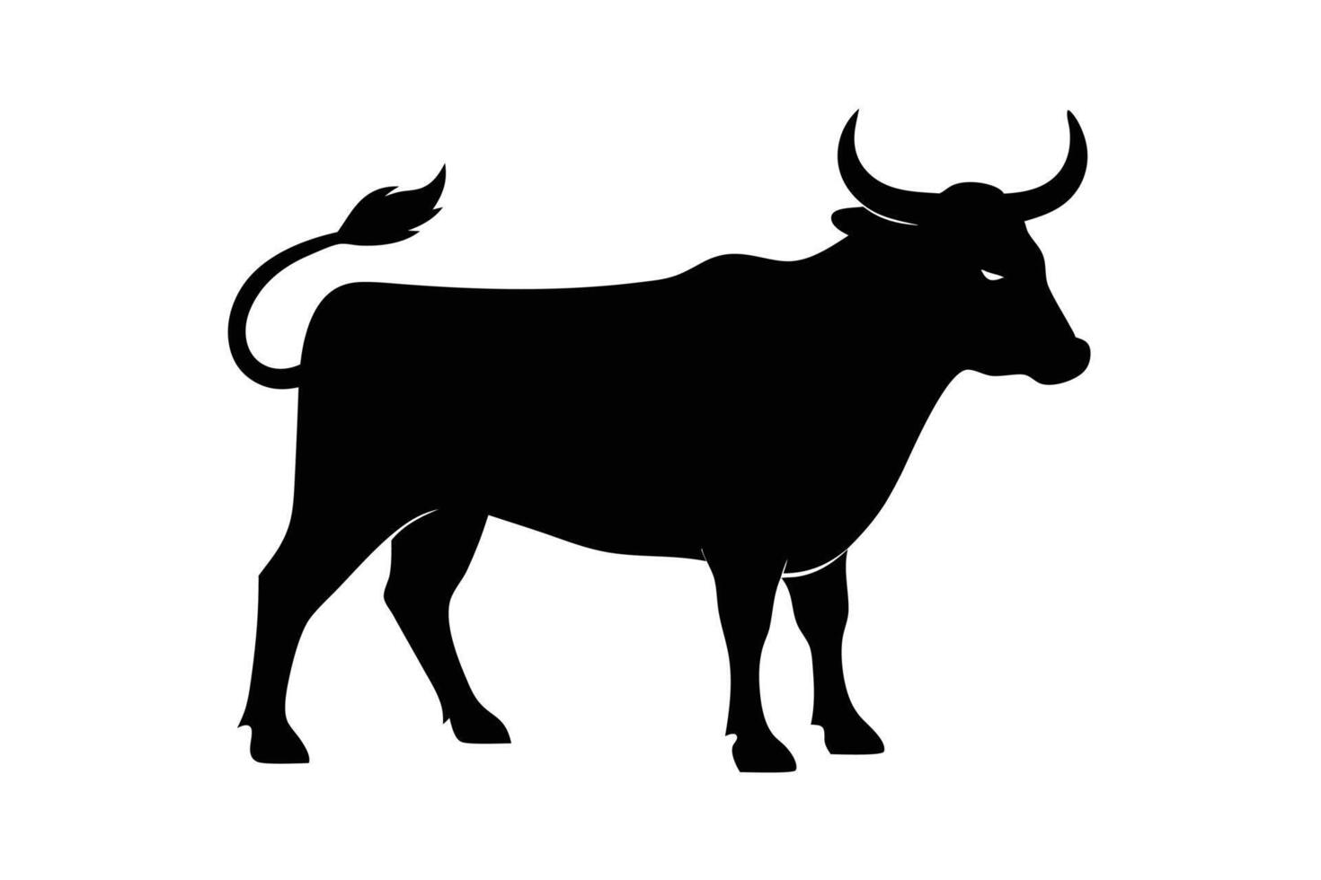 Black Bull silhouette on white background vector