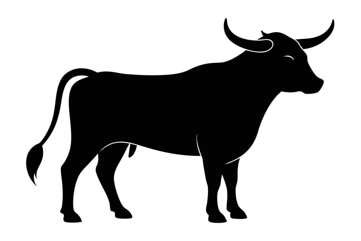 Black Bull silhouette on white background vector