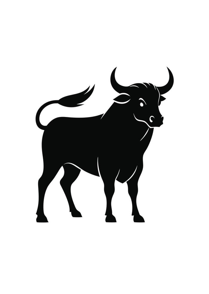 Black Bull silhouette on white background vector
