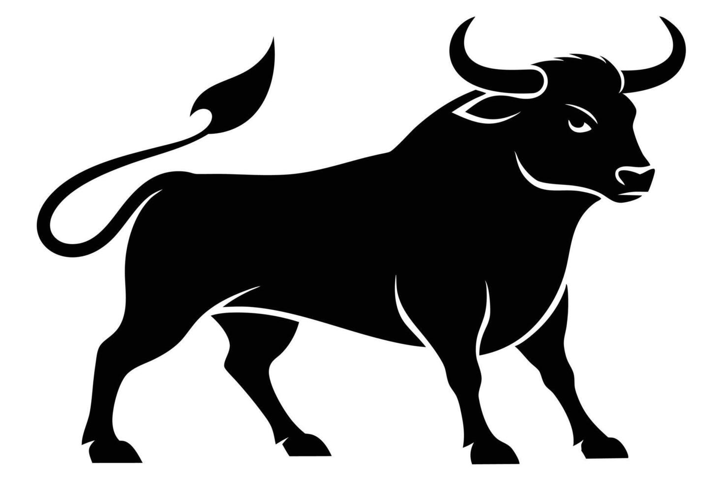 Black Bull silhouette on white background vector