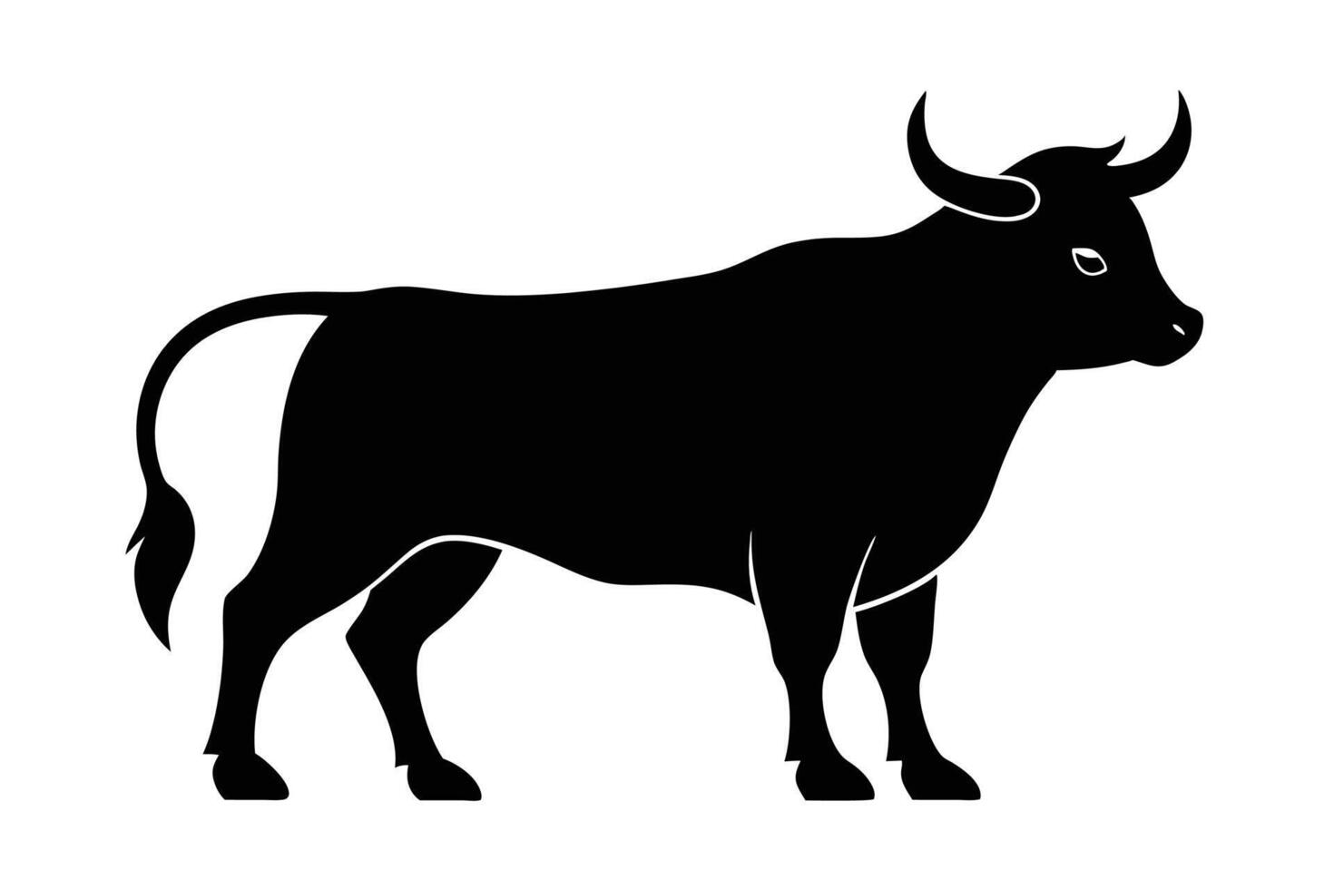 Black Bull silhouette on white background vector