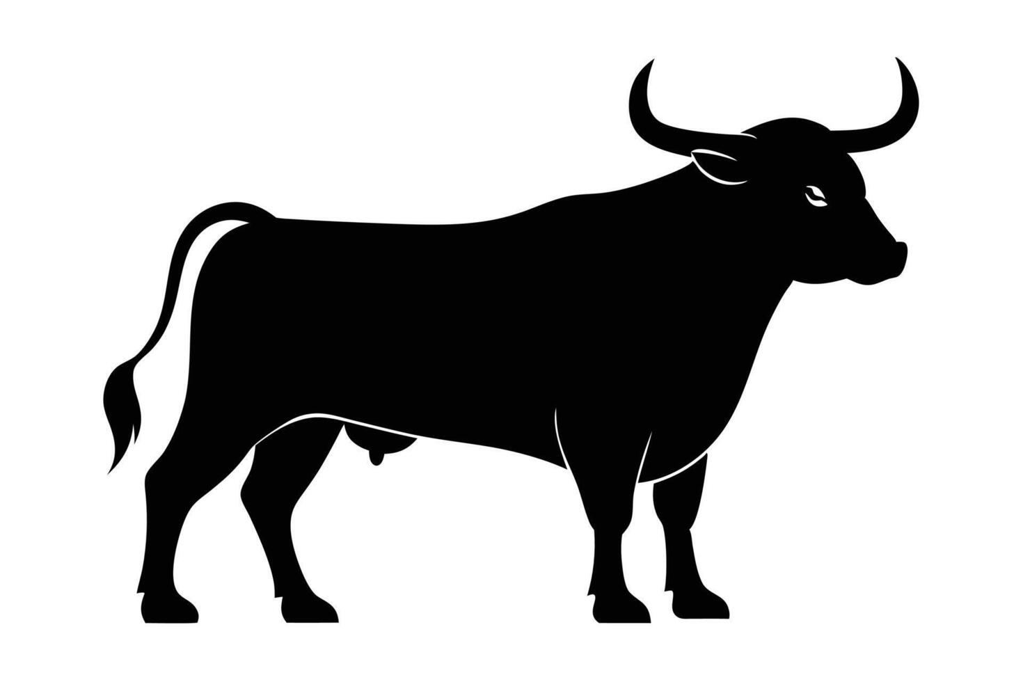 Black Bull silhouette on white background vector
