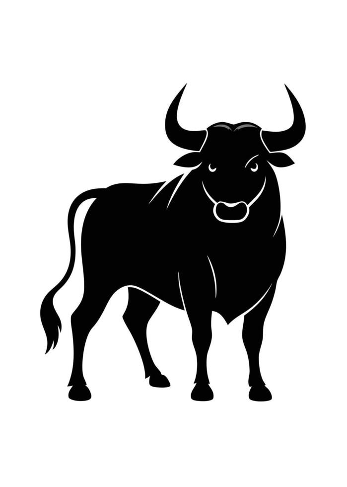 Black Bull silhouette on white background vector