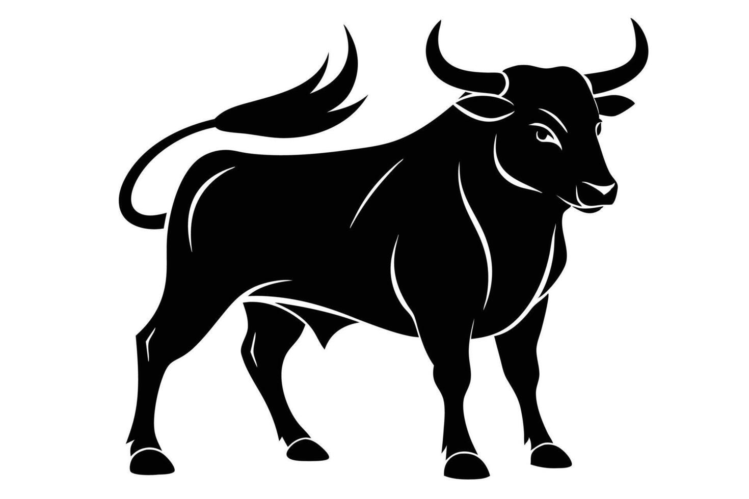 Black Bull silhouette on white background vector