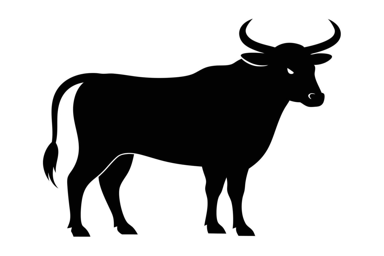 Black Bull silhouette on white background vector