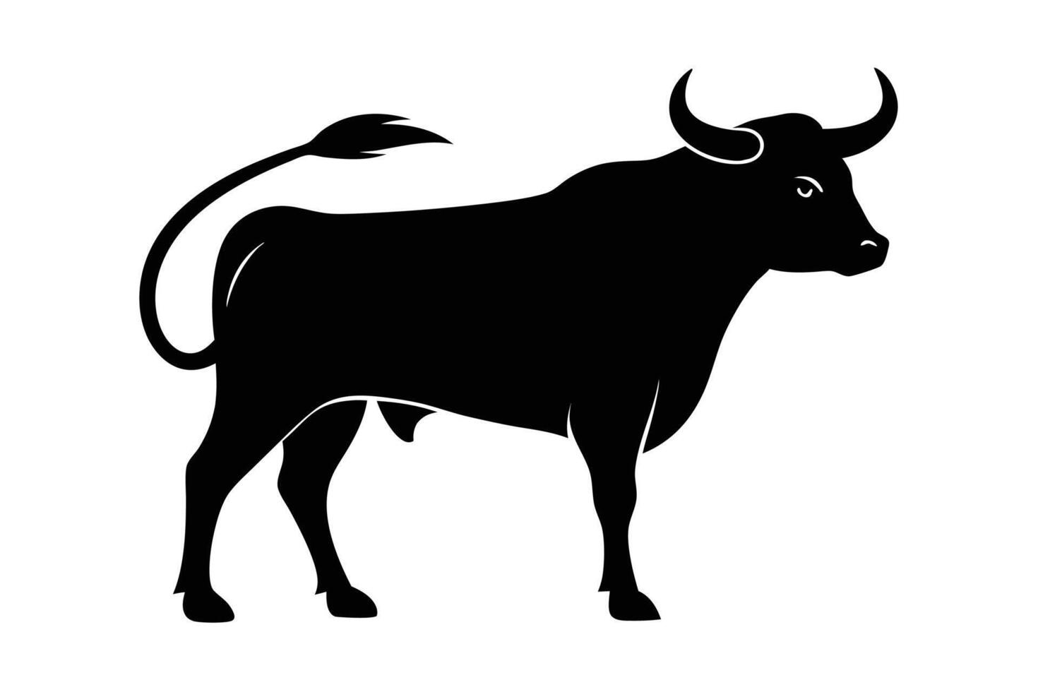 Black Bull silhouette on white background vector