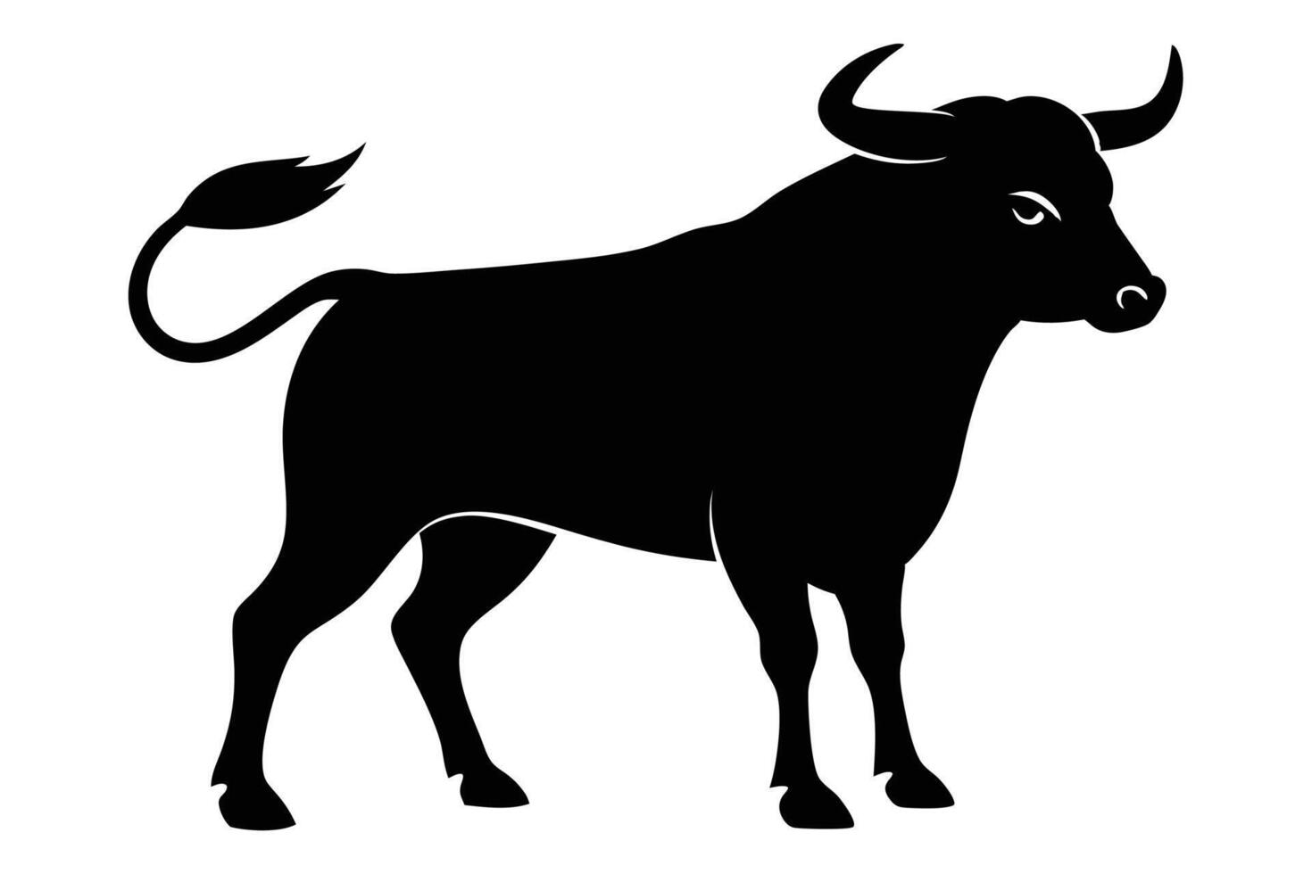 Black Bull silhouette on white background vector
