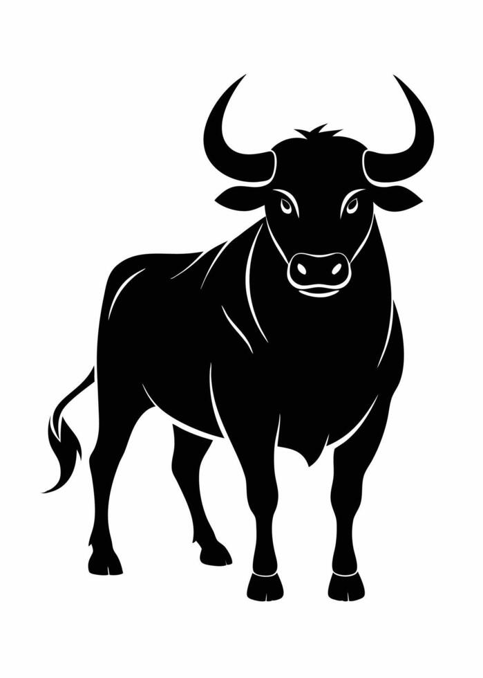 Black Bull silhouette on white background vector