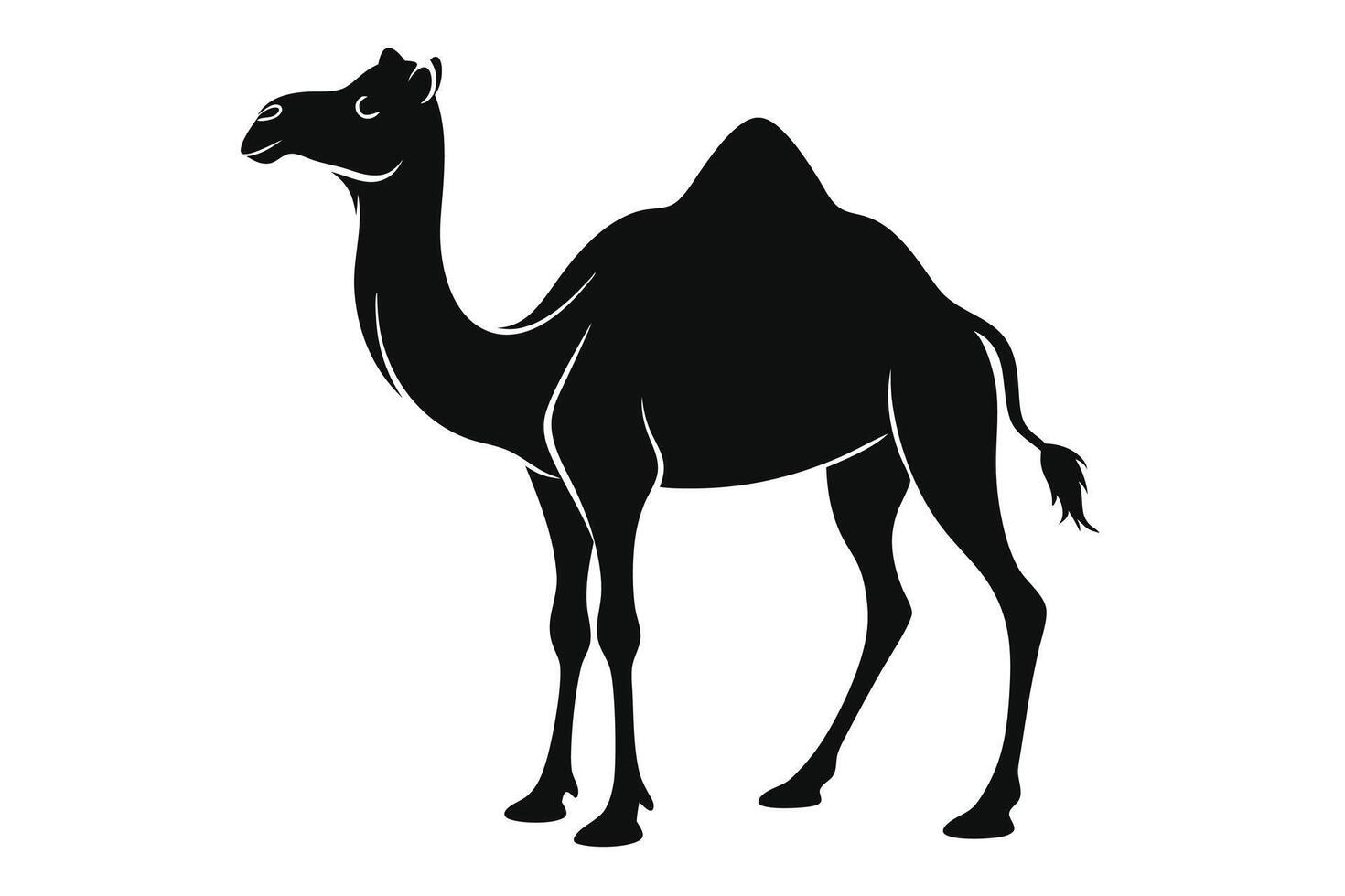 Black camel silhouette on white background vector