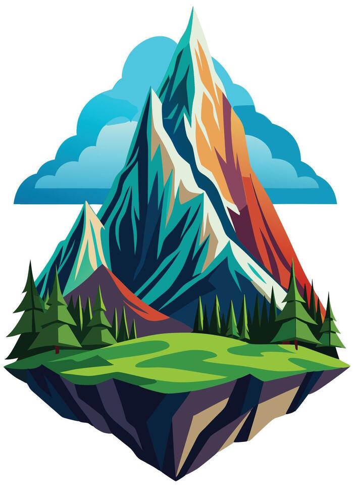 Abstract minimal mountain flat art vector