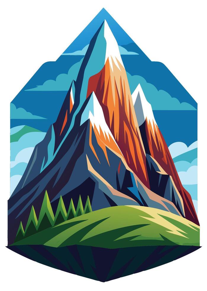 Abstract minimal mountain flat art vector