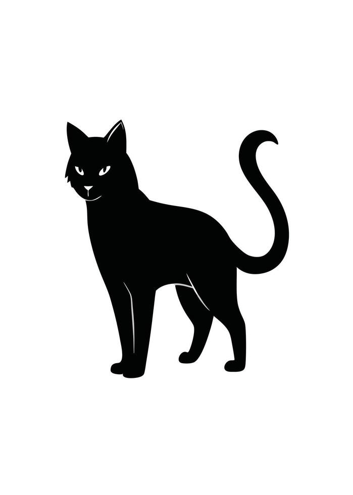 Black Cat silhouette on white background vector