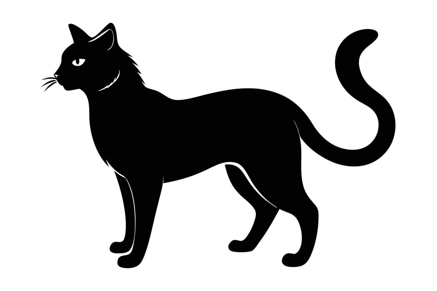 Black Cat silhouette on white background vector