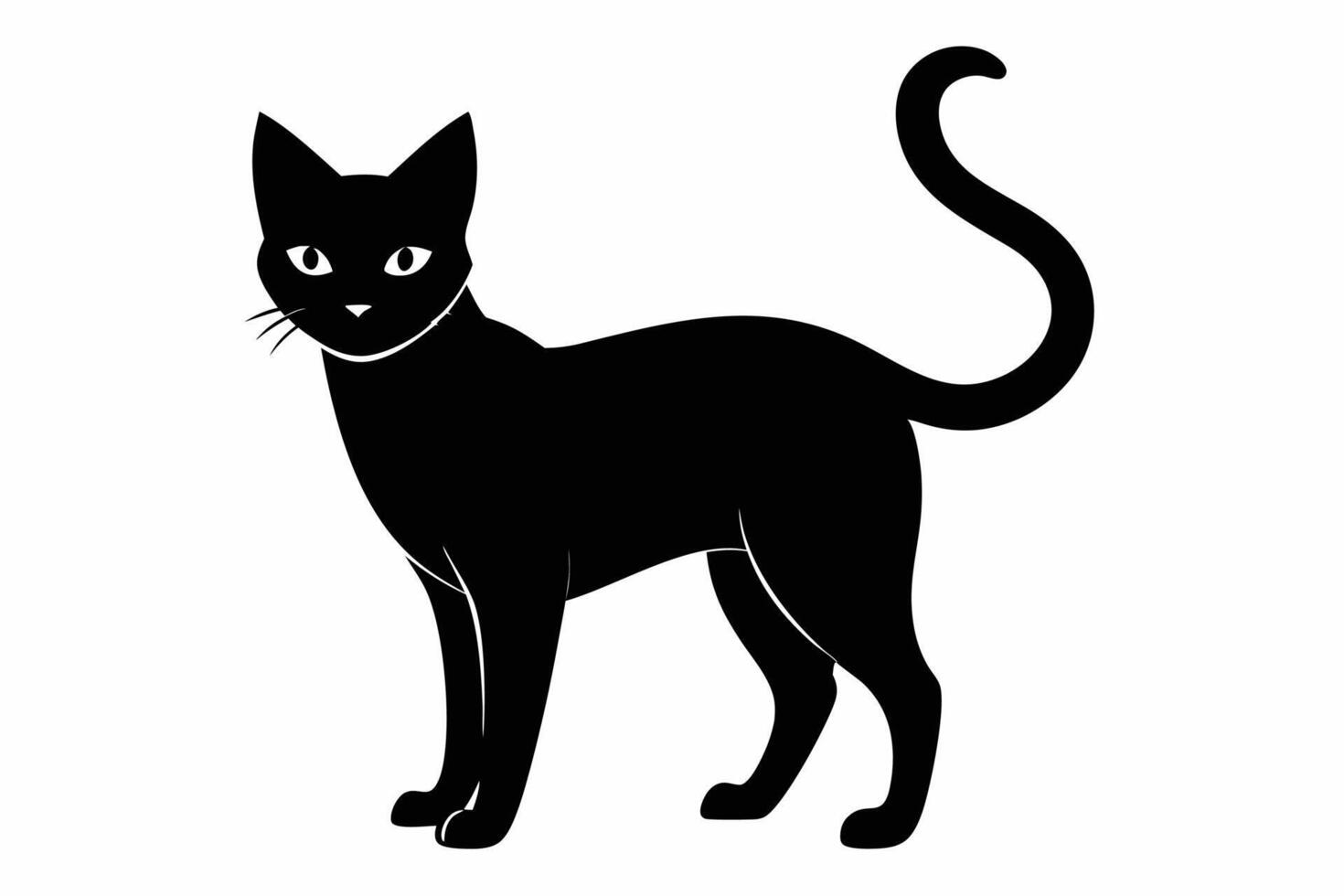 Black Cat silhouette on white background vector