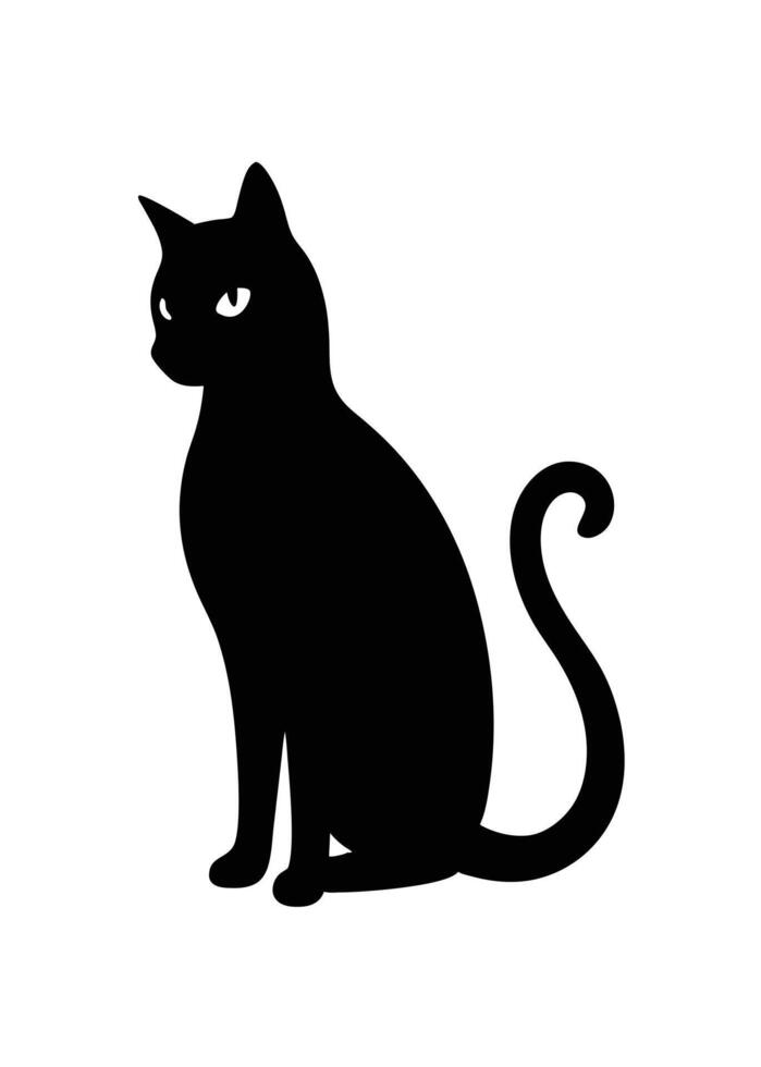 Black Cat silhouette on white background vector