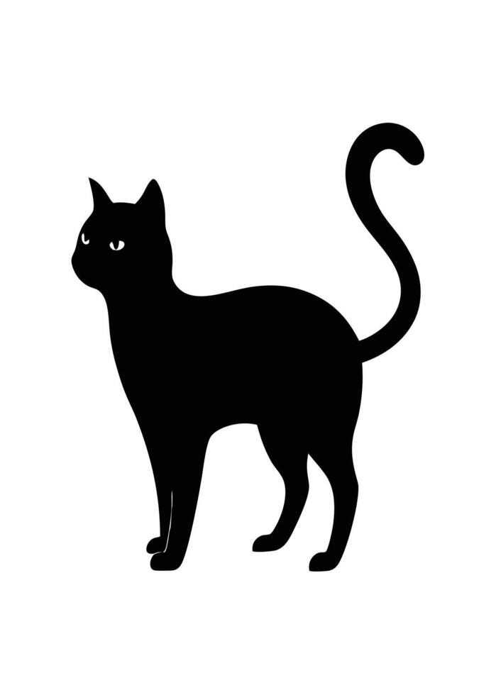 Black Cat silhouette on white background vector