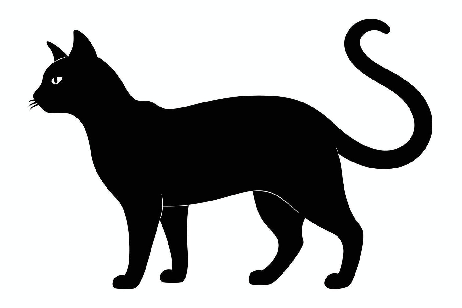 Black Cat silhouette on white background vector