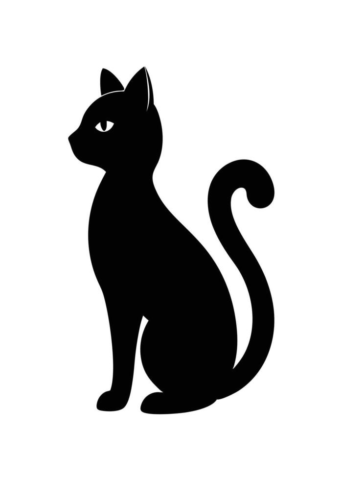 Black Cat silhouette on white background vector