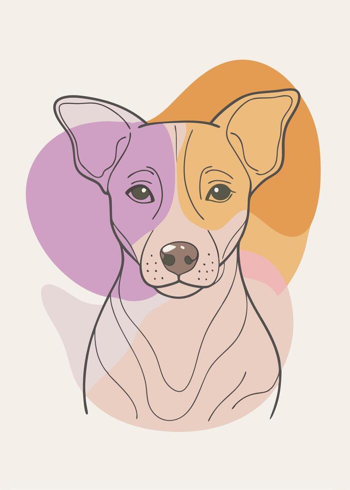 Dog drawing Abstract minimal continuous line wall decor vector