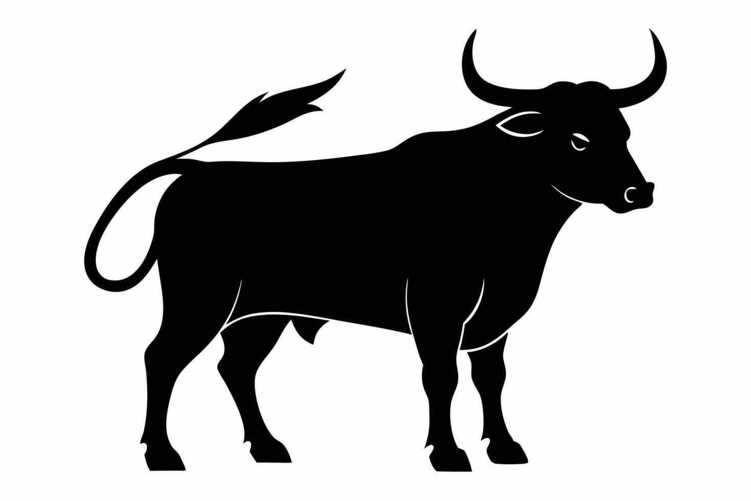 Black Bull silhouette on white background vector