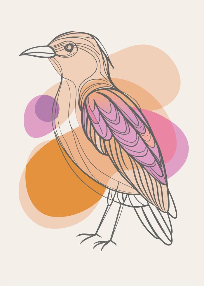 Bird sketch drawing abstract minimal vector