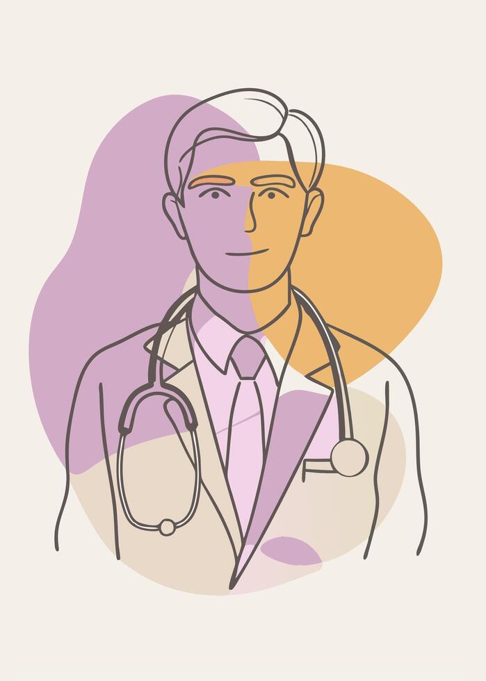 Doctor drawing Abstract minimal wall decor vector