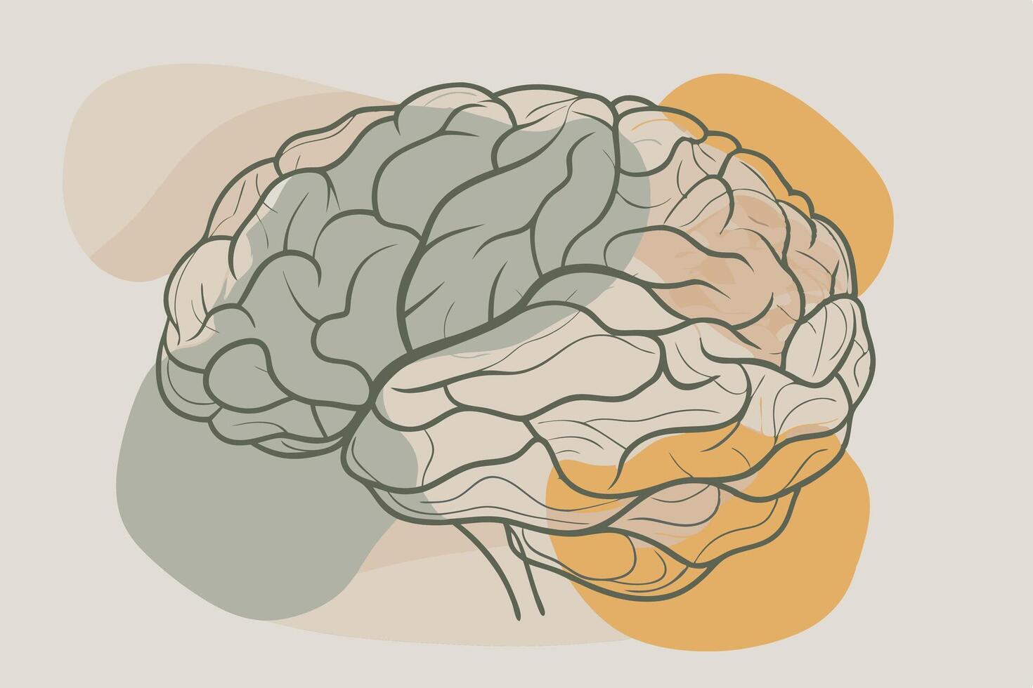 Human brain drawing Abstract minimal continuous line wall decor vector