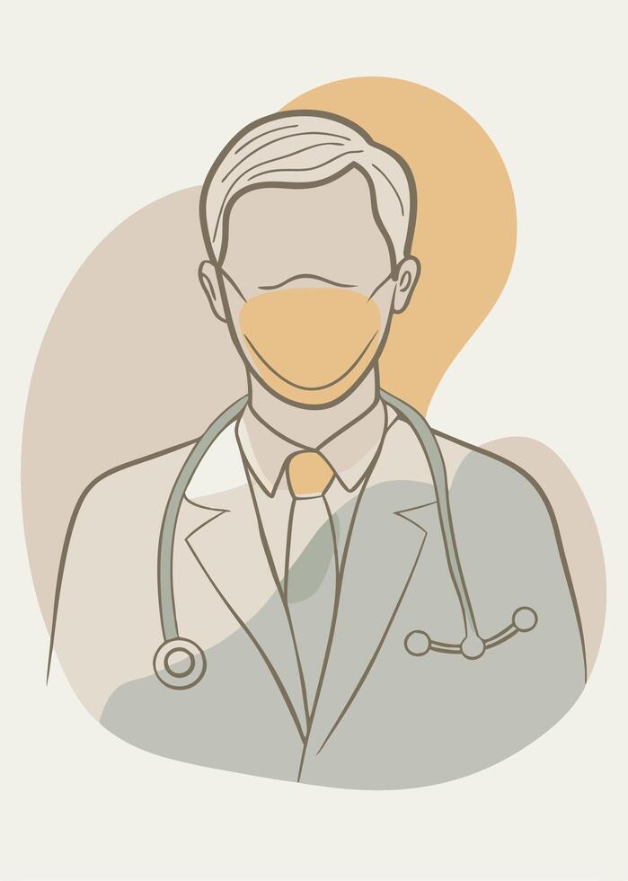 Doctor drawing Abstract minimal wall decor vector