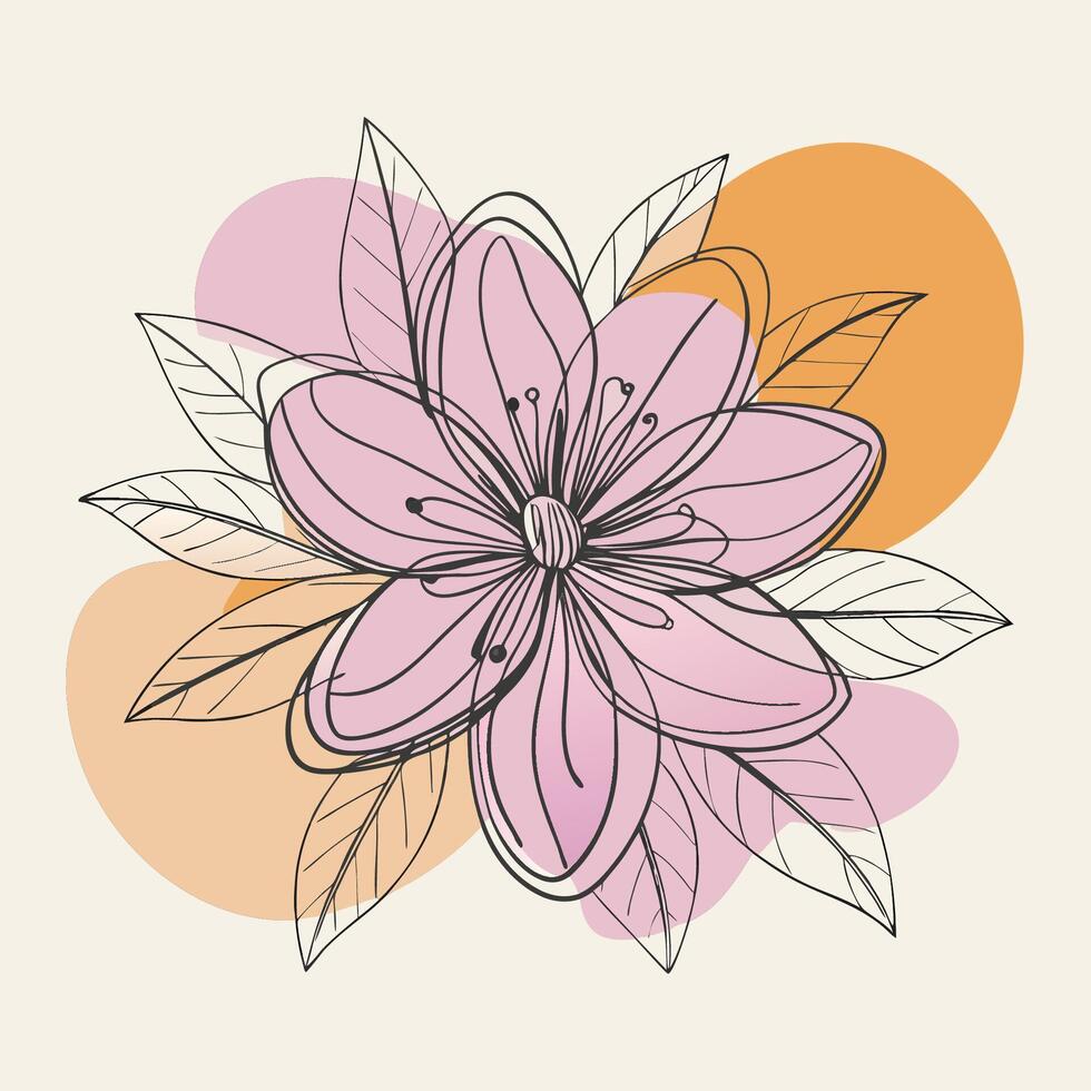 Flower drawing Abstract minimal floral continuous line art vector