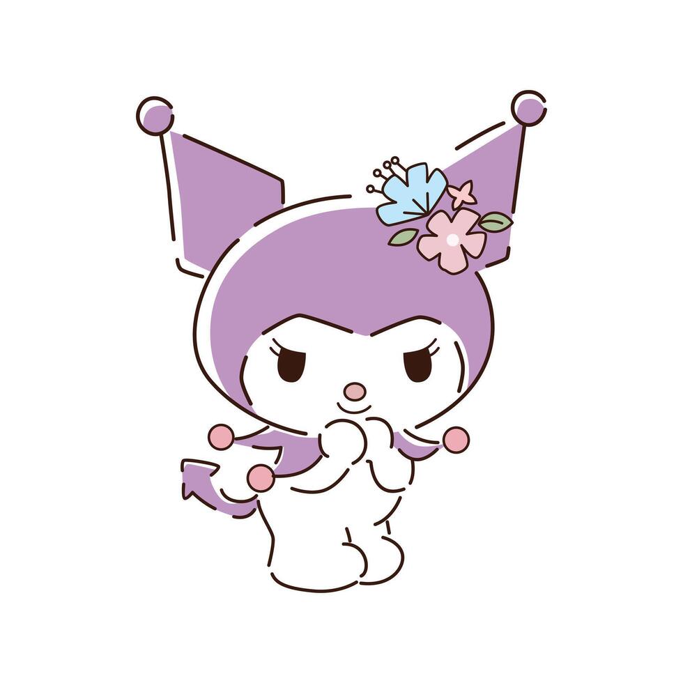 Kuromi With flower vector