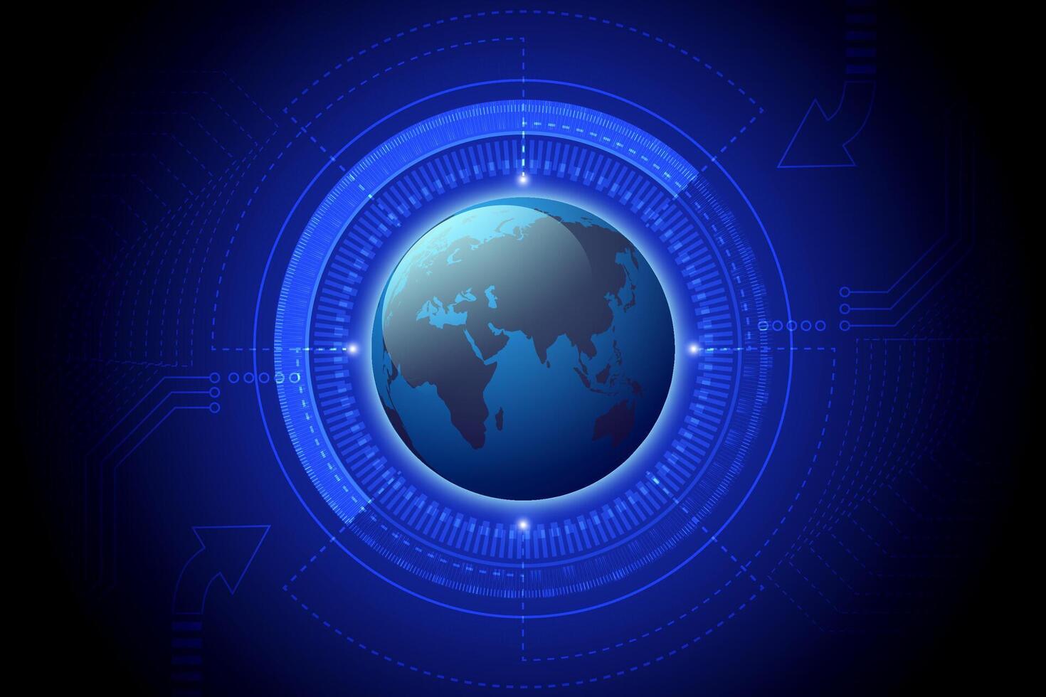 Abstract world blue background virtual world vector