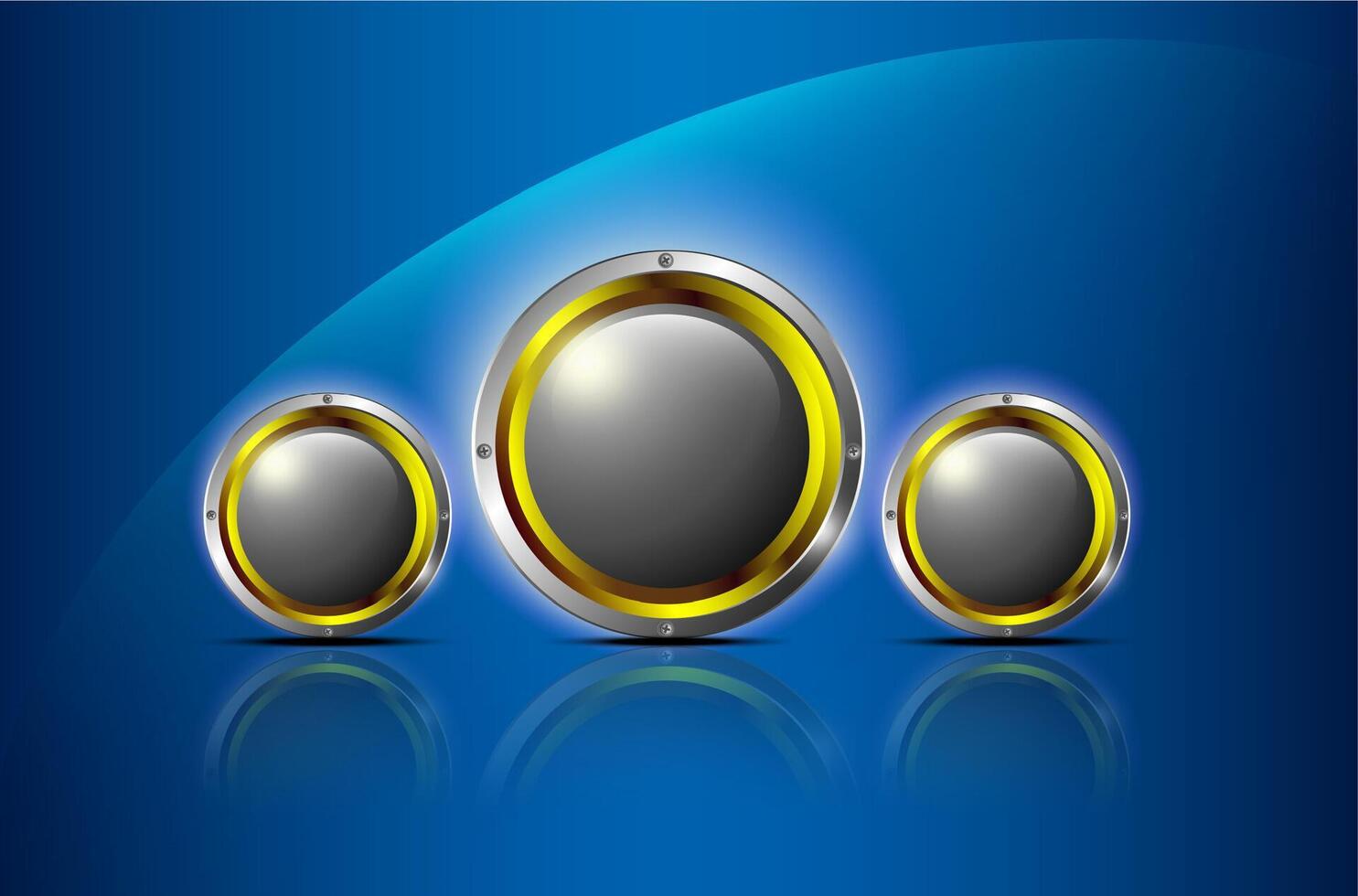 Blue background, gold speakers vector