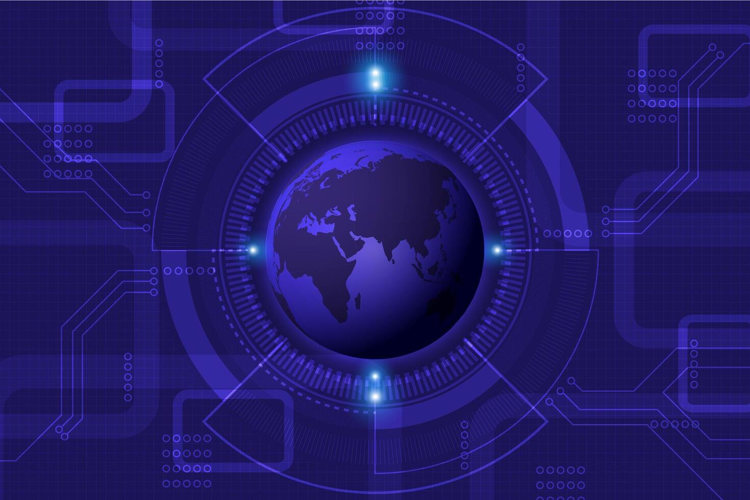 Abstract world blue background virtual world vector