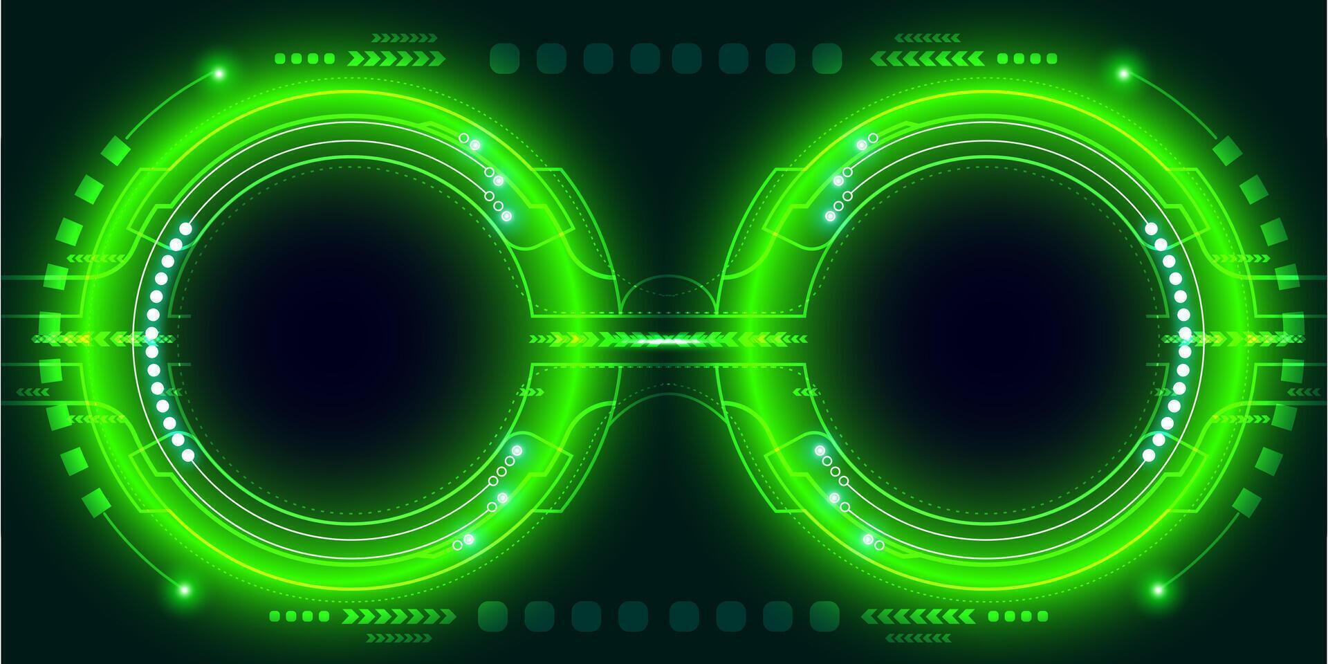 Green neon technology background vector