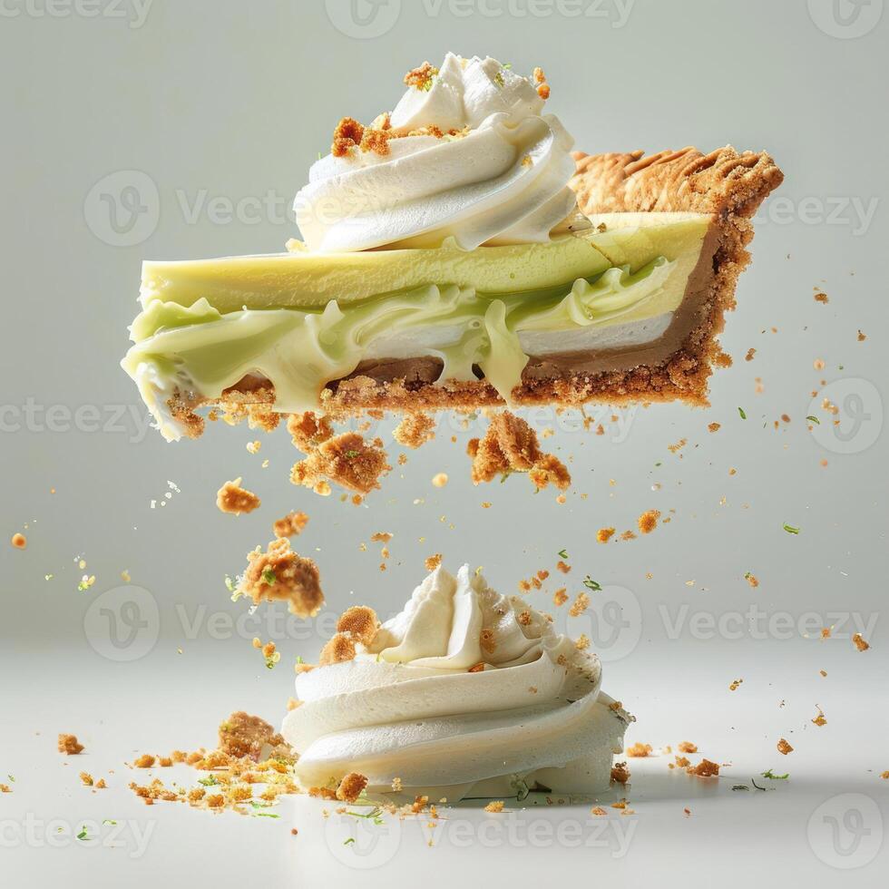 a piece of pie being lifted by a fork photo