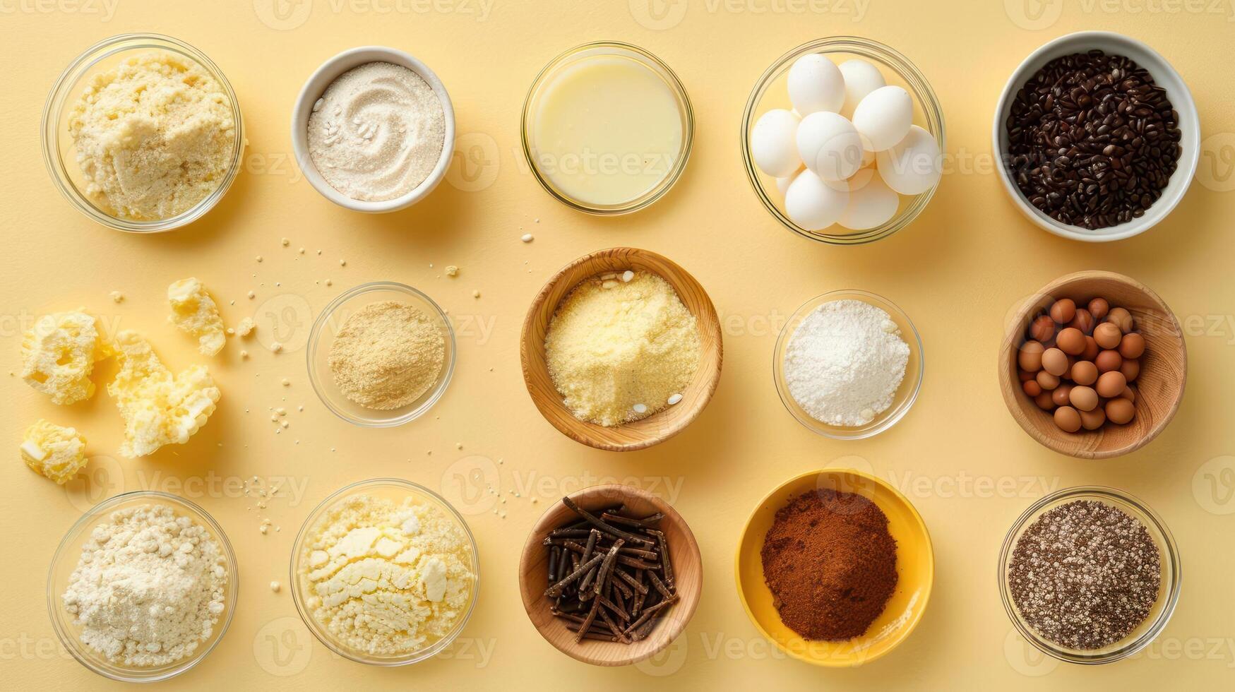 a close up of a table with bowls of different types of ingredients photo