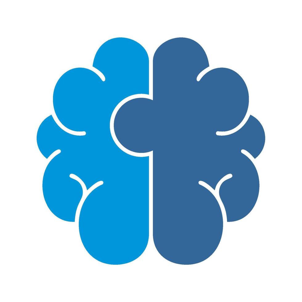 Brain Puzzle With Two Tone Color Icon vector