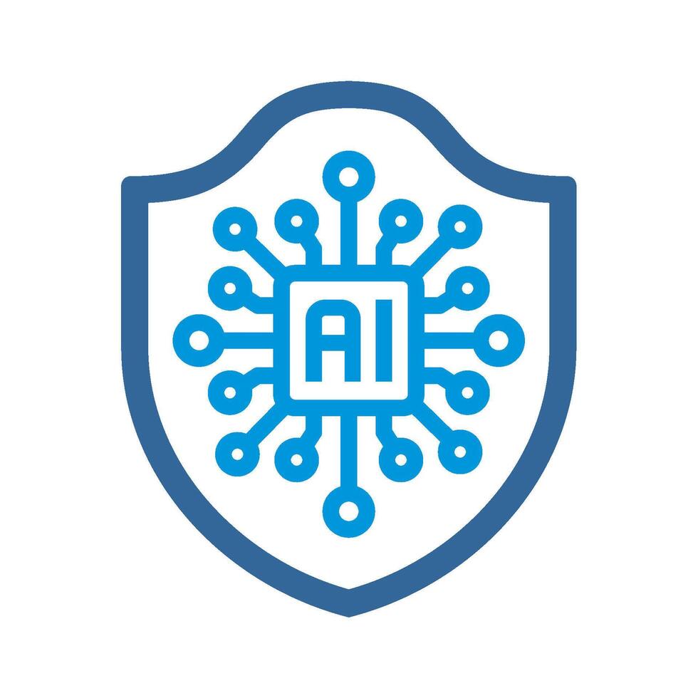 Artificial Intelligent Circuit With Security Shield Icon vector