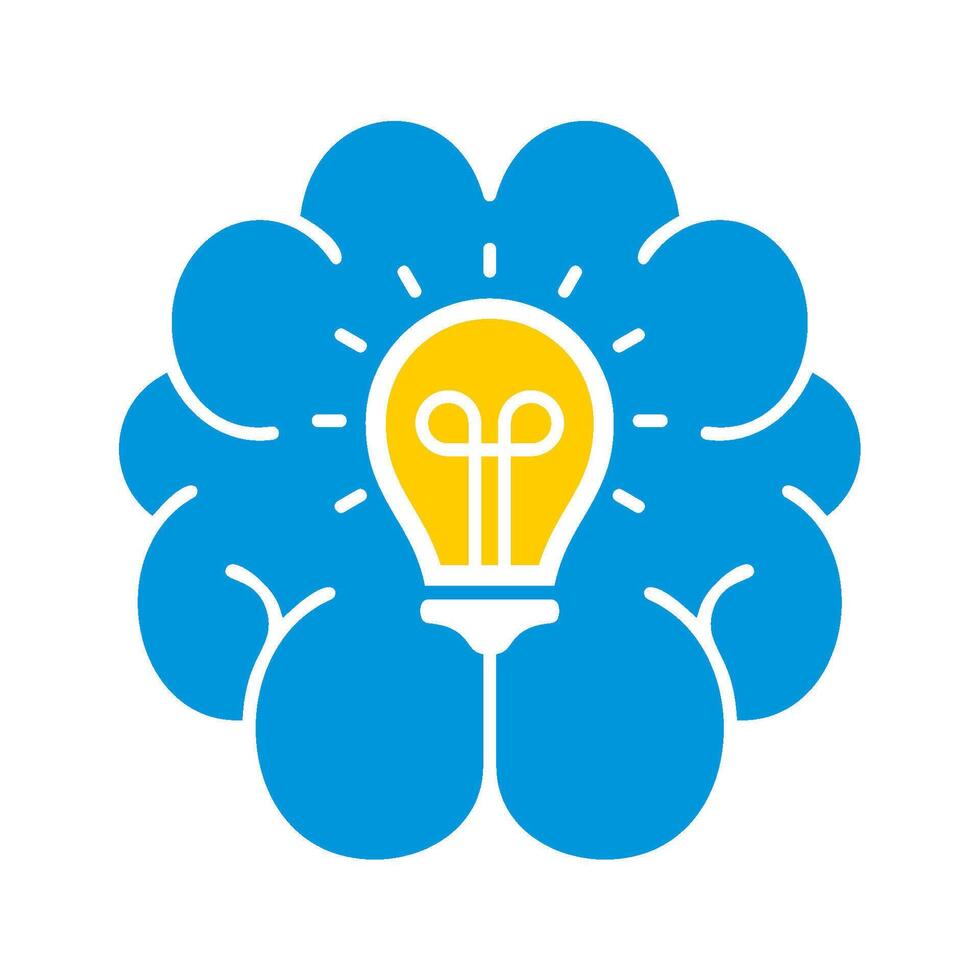 Brain Thinking With Lightbulb Icon vector