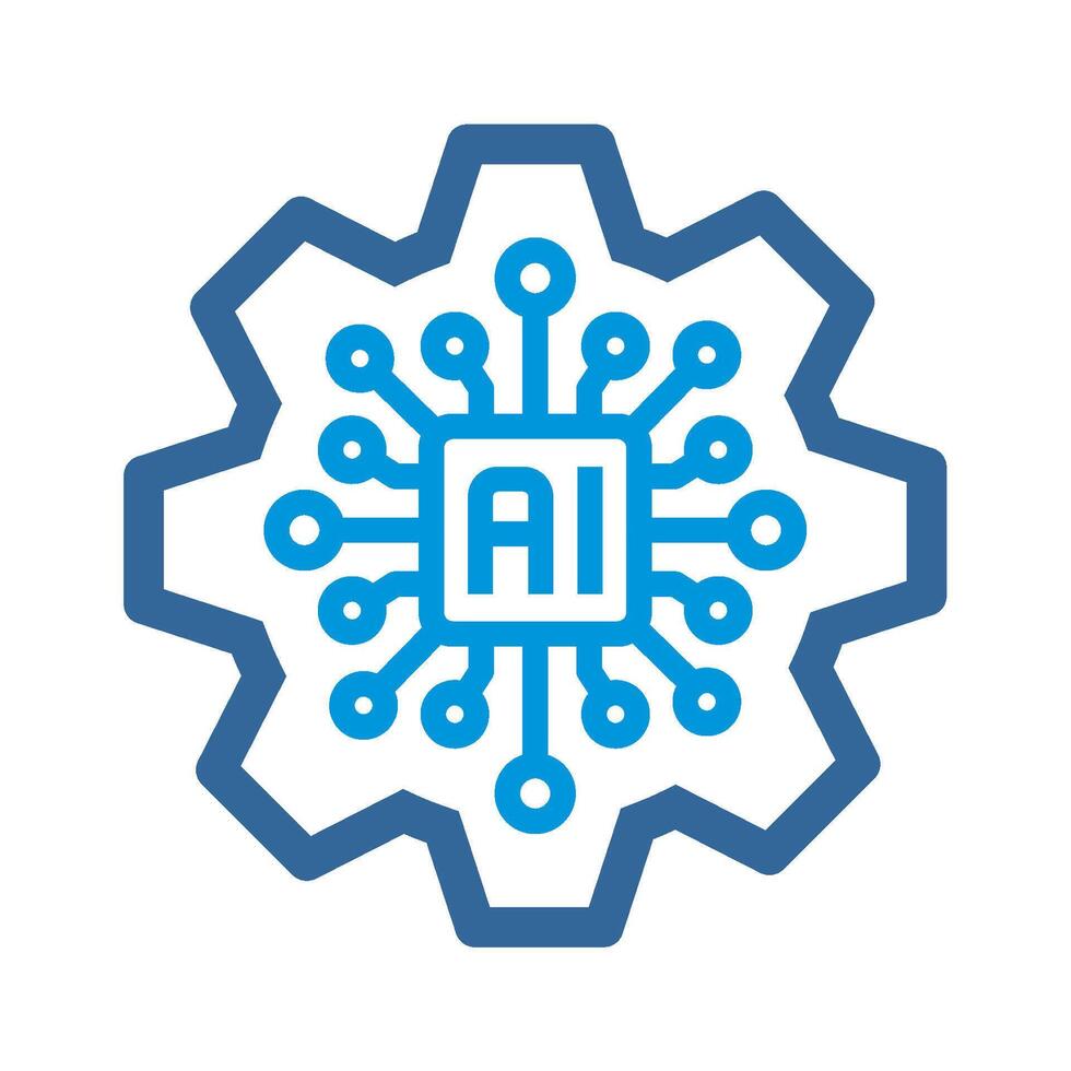 Artificial Intelligent Circuit and Gear Icon vector