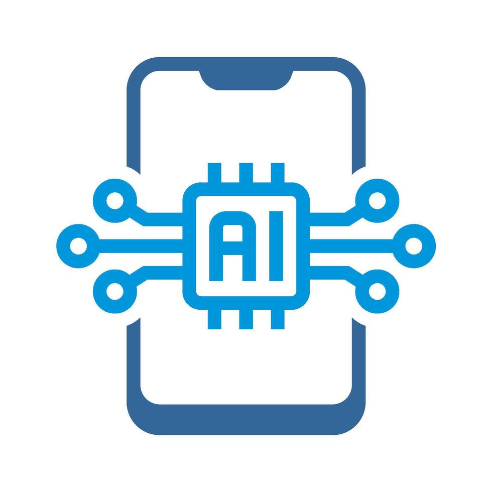 Artificial Intelligent Circuit With Smartphone Icon vector