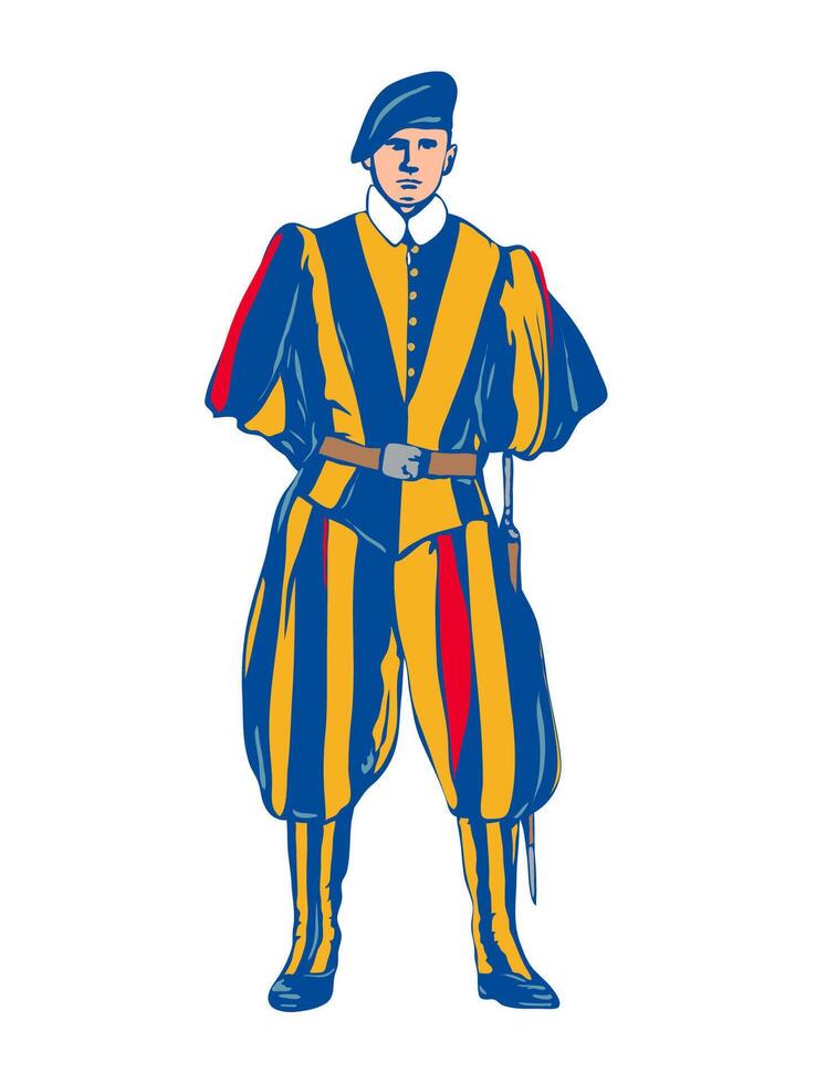 Pontifical Swiss Guard Front View WPA Art vector