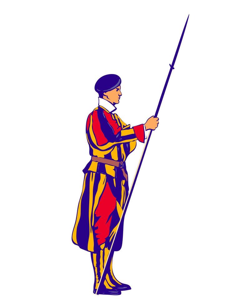 Pontifical Swiss Guard with Halberd WPA Art vector